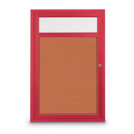 United Visual Products Slim Enclosed Corkboard, 30"x36", White Alum Frame/Black UVEB3036-WHITE-BLACK